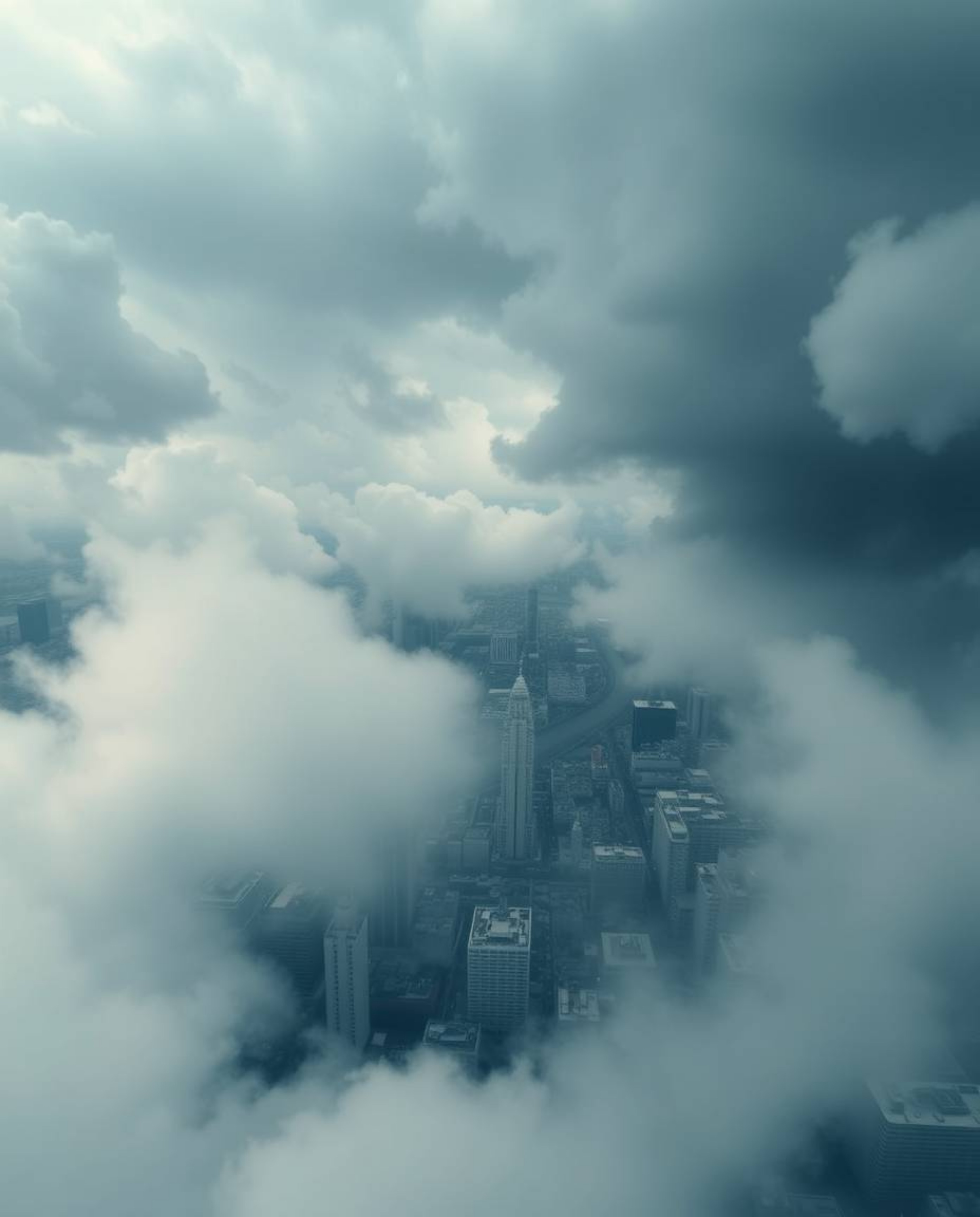 Experience a captivating contrast between intense dramatic weather and soft pastel colors in this abstract city map.  Geometr