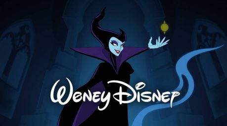 A classic Disney villain, characterized by refined elegance, casts a spell within the walls of an ancient castle.  The accomp