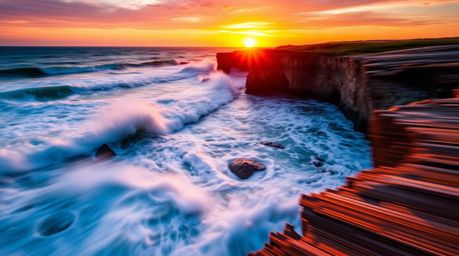 Experience the raw power and beauty of nature in motion. This image captures dynamic motion with vibrant complementary colors