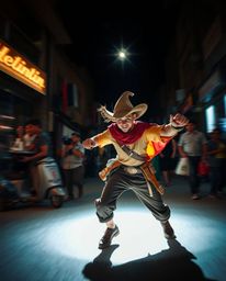 Explore the raw energy of dynamic candid street photography featuring a brave hero reminiscent of Disney's iconic characters 