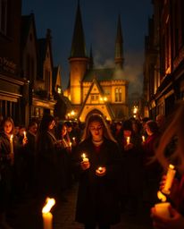 Experience the captivating blend of magic and realism with candid street photography illuminated by warm candlelight. Images
