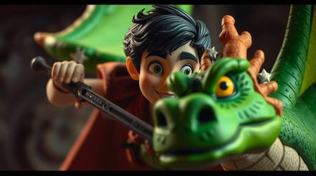 Witness a classic tale retold in a vibrant 1950s animation style, showcasing a charming prince with rosy cheeks and dark hair