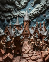 Experience a whimsical world of young wizards attending a magical school, brought to life through stunning sculptural clay ar