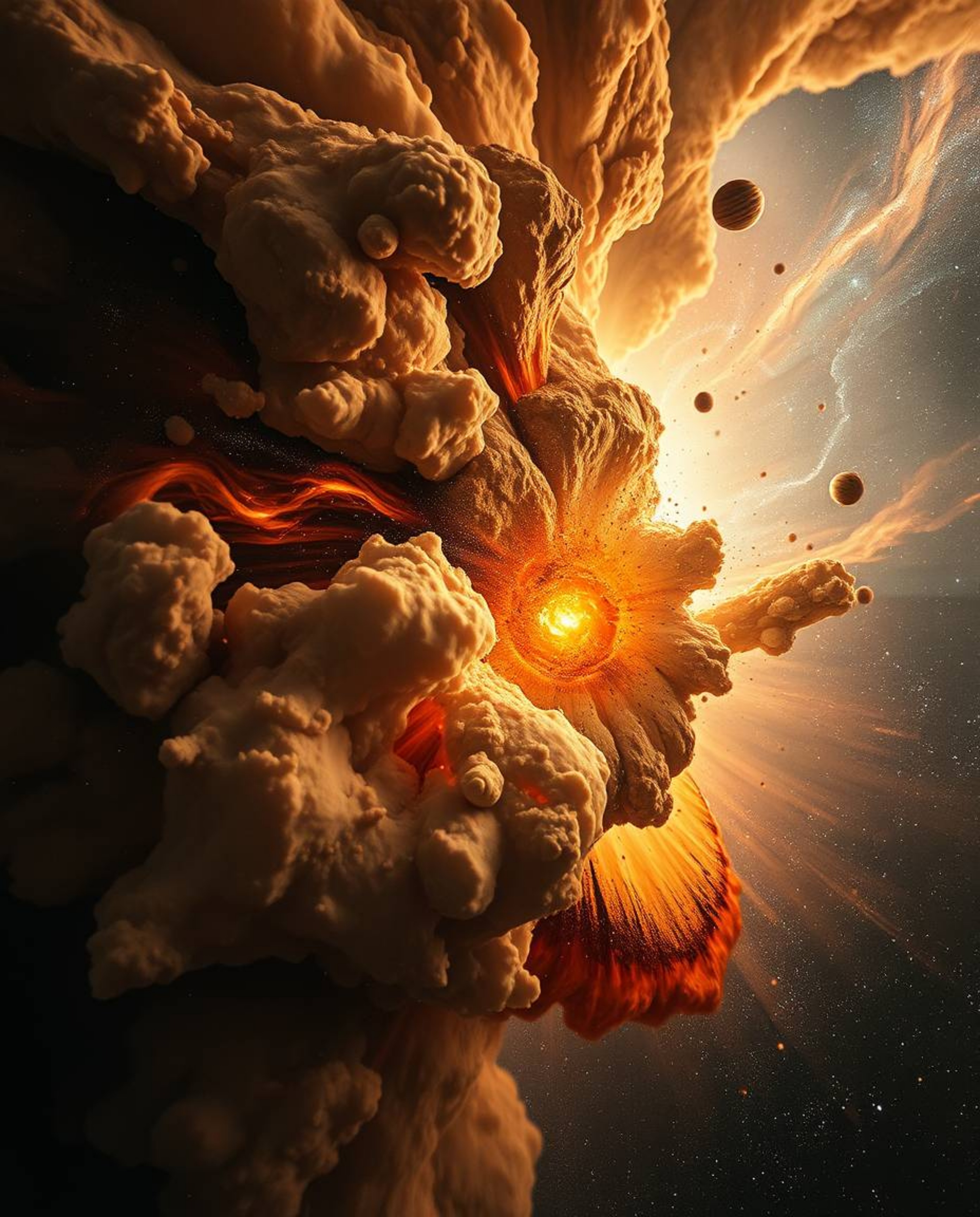 Experience the breathtaking beauty of colliding galaxies in a dramatic cinematic style.  This cosmic explosion showcases natu