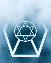 A captivating logo design rendered in a high-angle perspective, enveloped by thick, ethereal fog. The logo itself incorporate