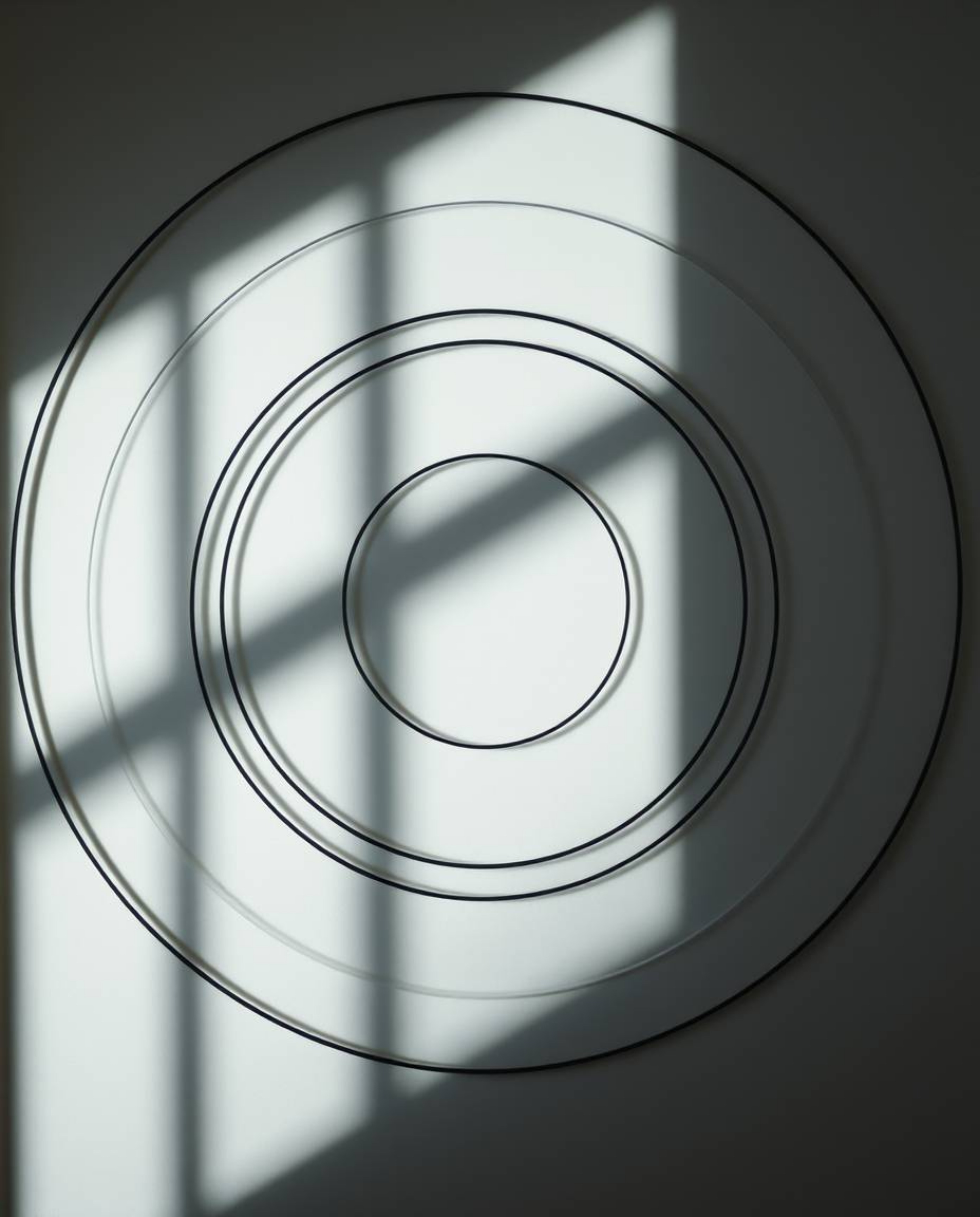 A captivating image featuring a minimalist Bauhaus geometric pattern composed of circles and lines.  Subtle, soft lighting cr