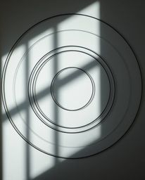 A captivating image featuring a minimalist Bauhaus geometric pattern composed of circles and lines.  Subtle, soft lighting cr