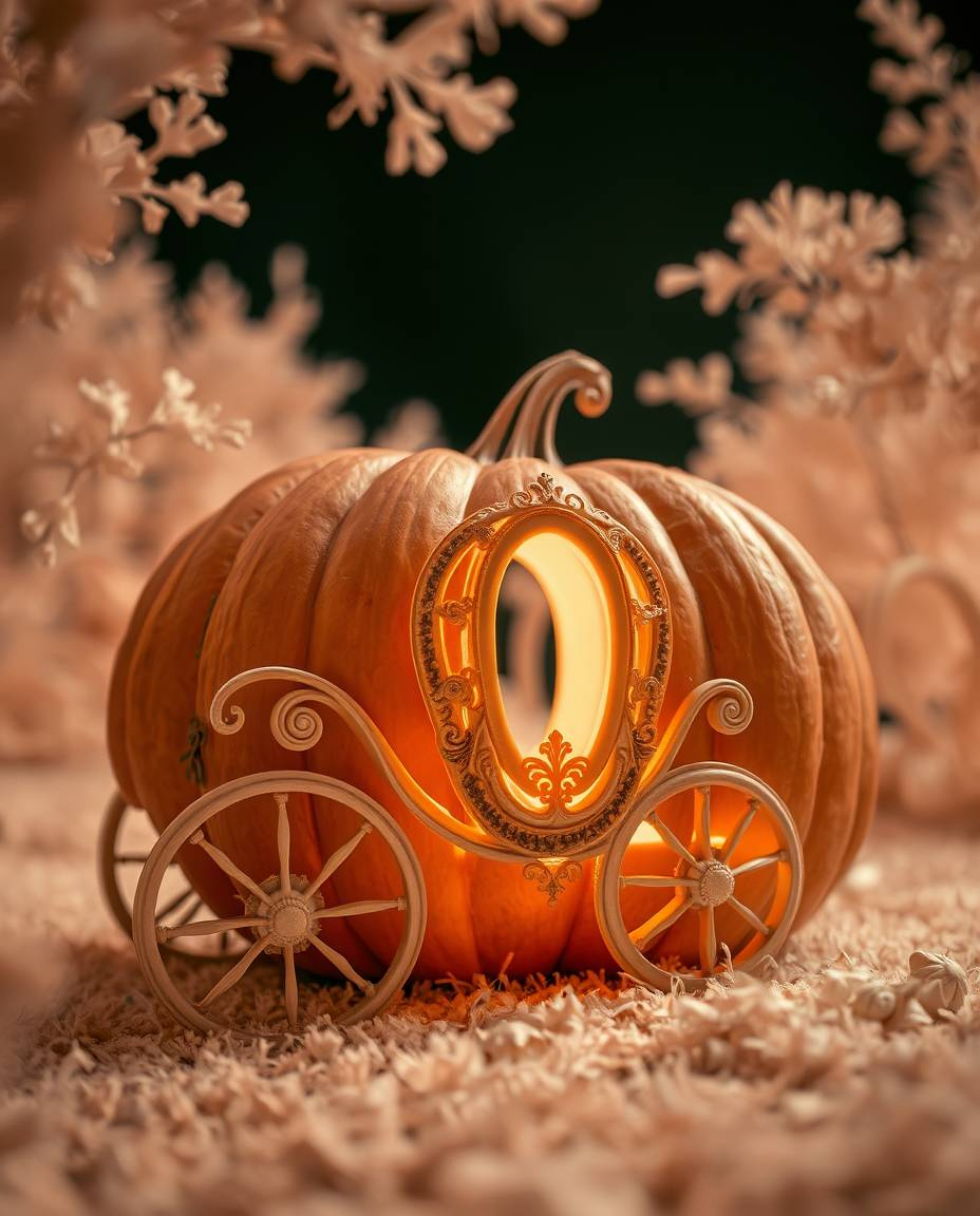 Witness the enchanting transformation of a pumpkin into a carriage in this extreme macro infrared photograph.  The otherworld