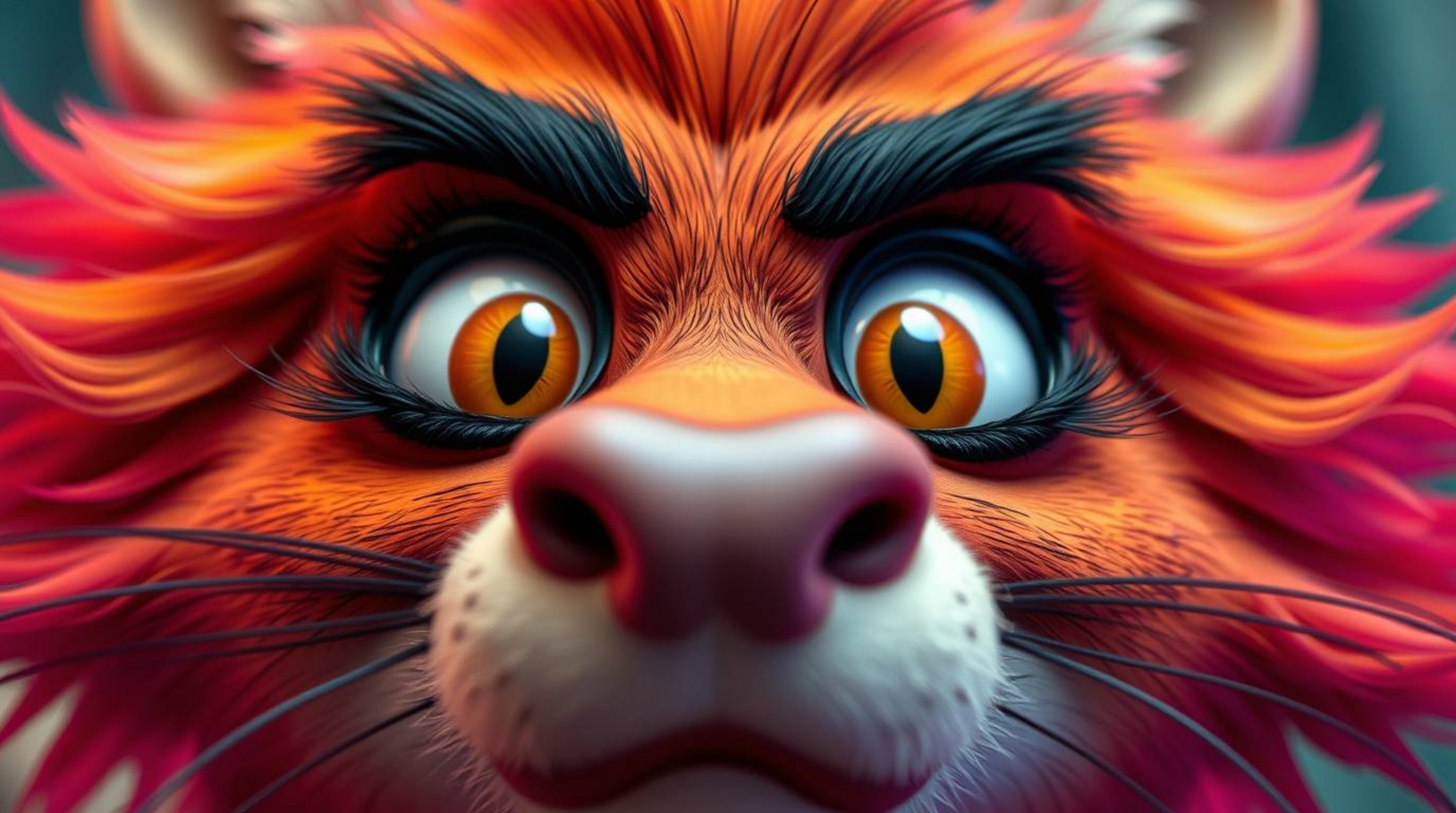 A captivating close-up reveals a sarcastic animal sidekick, brimming with vibrant energy and expressive eyes.  The detailed i