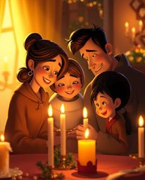 Experience a heartwarming family reunion brought to life in stunning Pixar style. Bathed in the warm, golden glow of flickeri