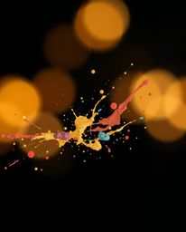 Explore the artistry of blurred bokeh and natural earth tones juxtaposed with dynamic, colorful splashes on a black backgroun