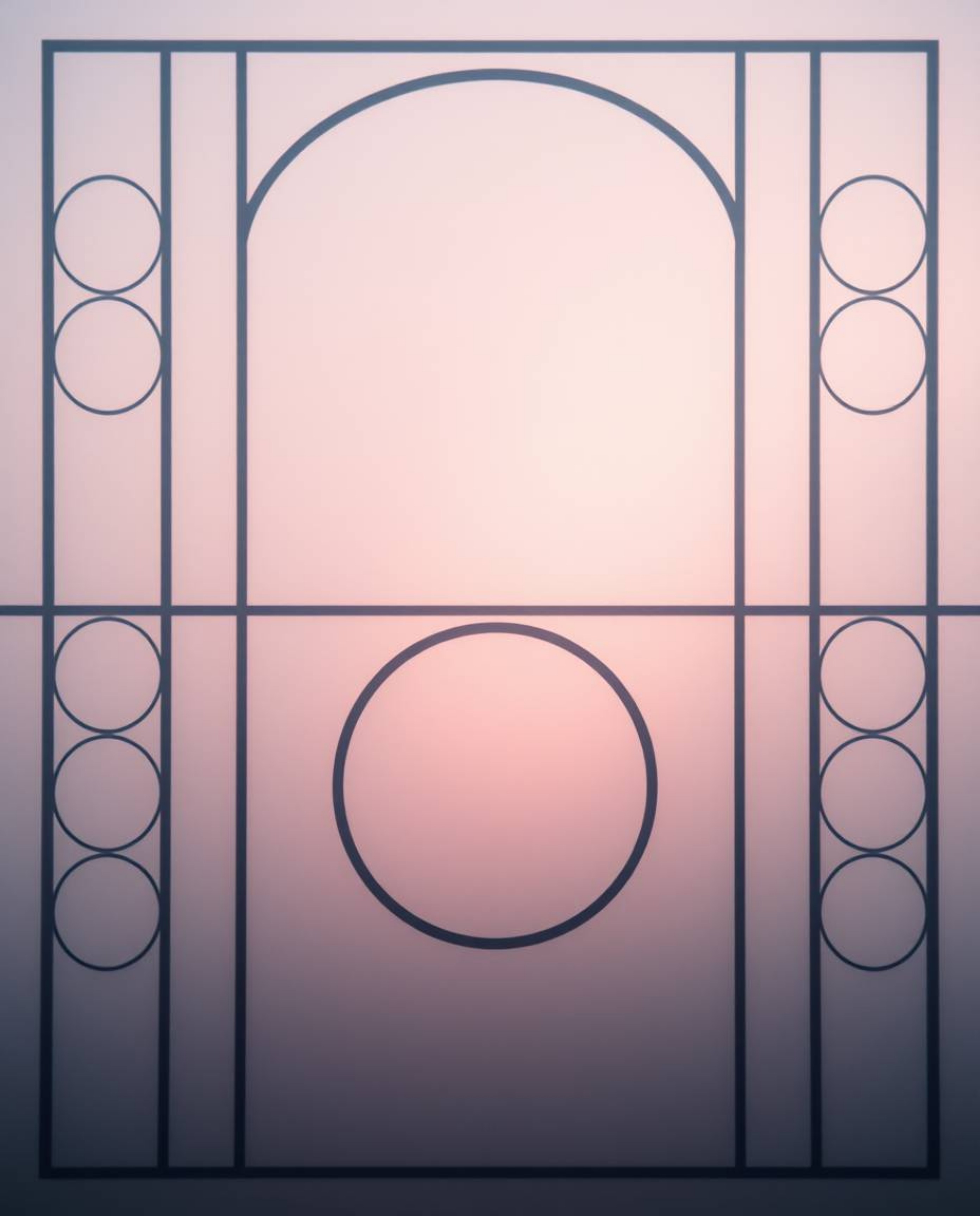 A captivating image featuring a minimalist geometric pattern of circles and lines, reminiscent of Bauhaus style.  Rendered in