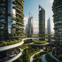 Imagine a breathtaking futuristic city where towering skyscrapers are powered by the sun, autonomous vehicles glide silently 
