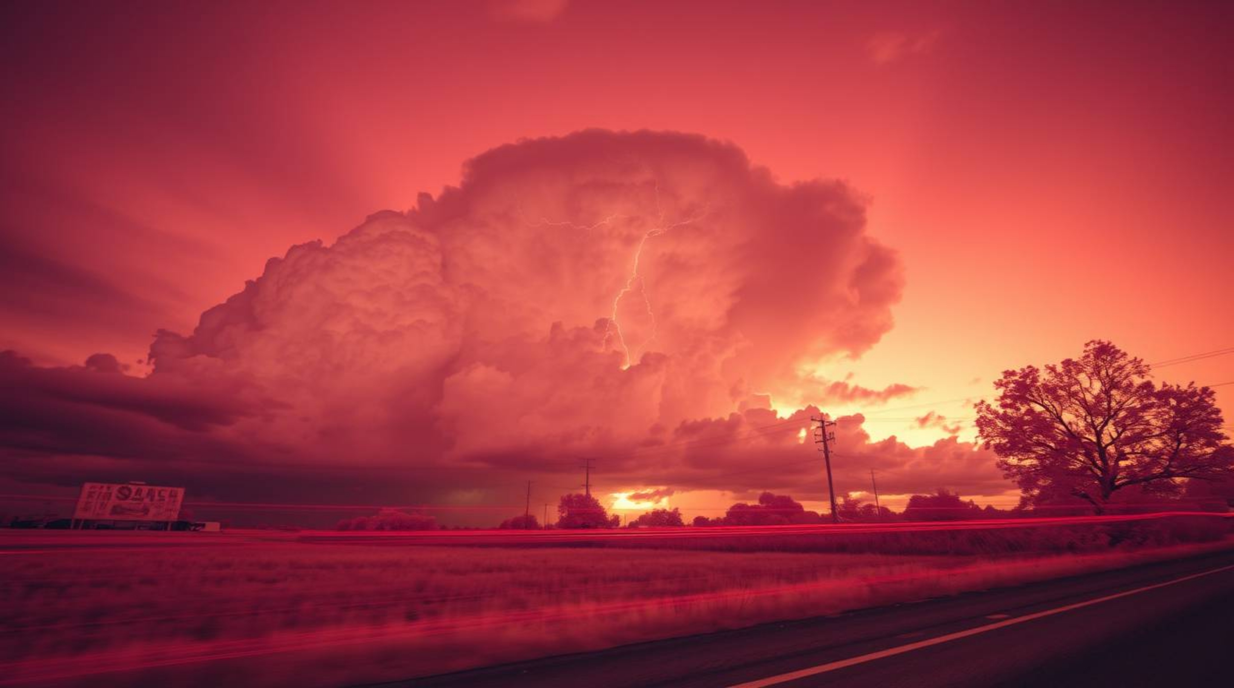 Experience the surreal beauty of a thunderstorm captured with infrared photography.  This image showcases long exposure techn