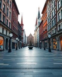 This captivating design showcases an empty town square with the intriguing sound of ticking clocks, blending elegant and grac