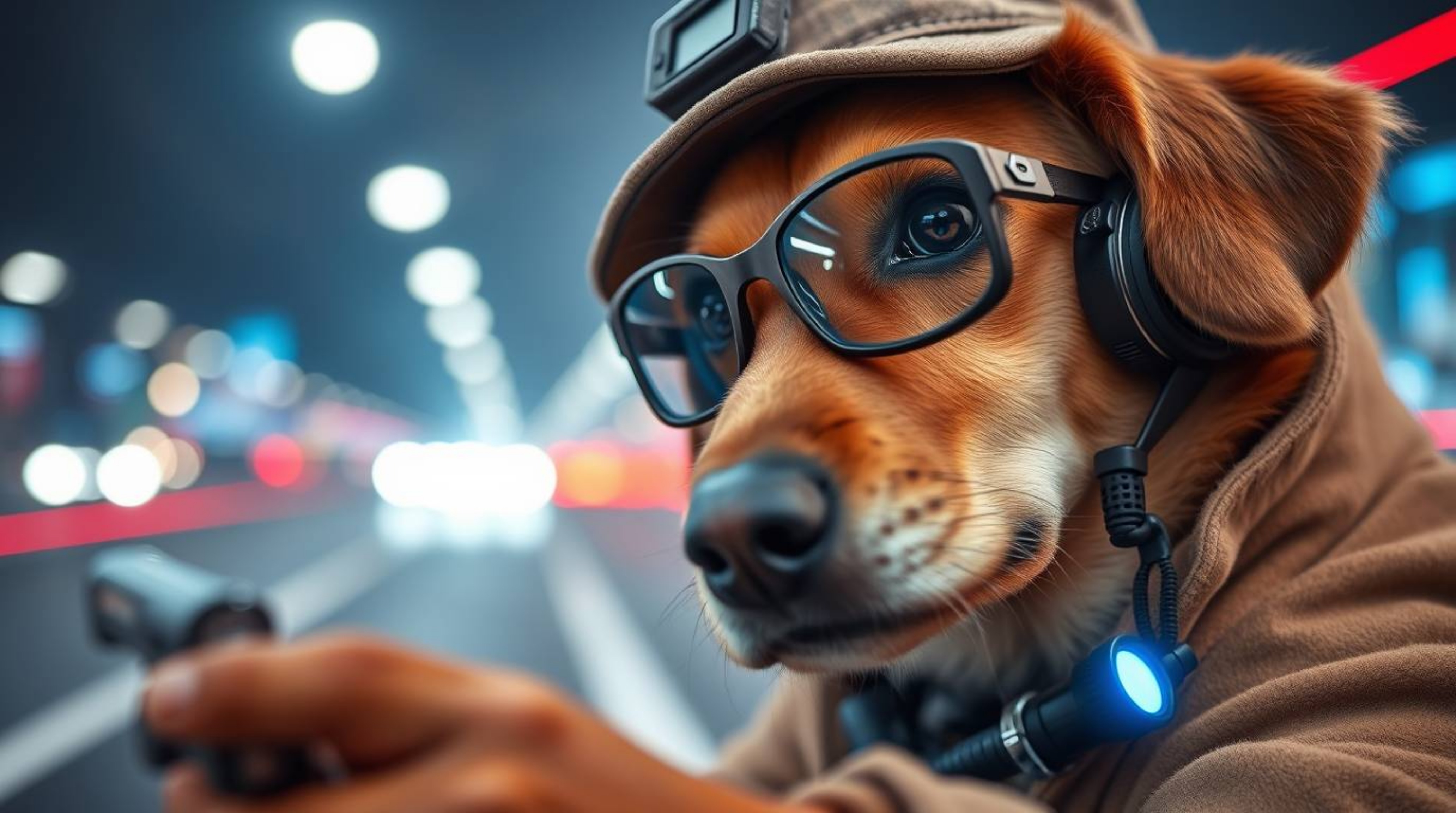 Explore the captivating world of a dog detective equipped with high-tech gadgets in this extreme macro close-up, long exposur
