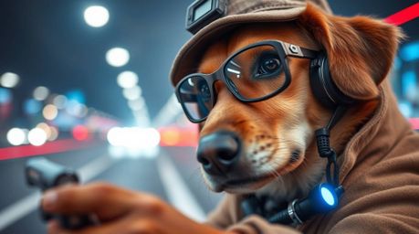 Explore the captivating world of a dog detective equipped with high-tech gadgets in this extreme macro close-up, long exposur