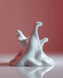 Explore the captivating world of sculptural 3D fluid mercury shapes, brought to life with a blurred bokeh effect and reflecti
