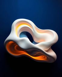 Experience the allure of futuristic 3D fluid shapes with glowing edges, set against a deep blue background, transformed into 