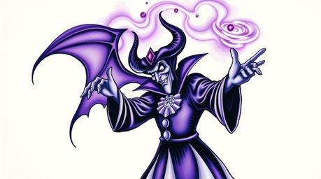 This stunning art print captures a classic Disney villain in a unique and modern style, rendered in deep ultraviolet hues rem