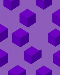 Modern flat design featuring a repetitive cube pattern in the style of Escher's impossible geometry.  Vivid purple and deep u