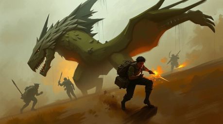 Experience a thrilling digital sketch of a cinematic chase scene, set within a captivating fantasy world. The scene is brough