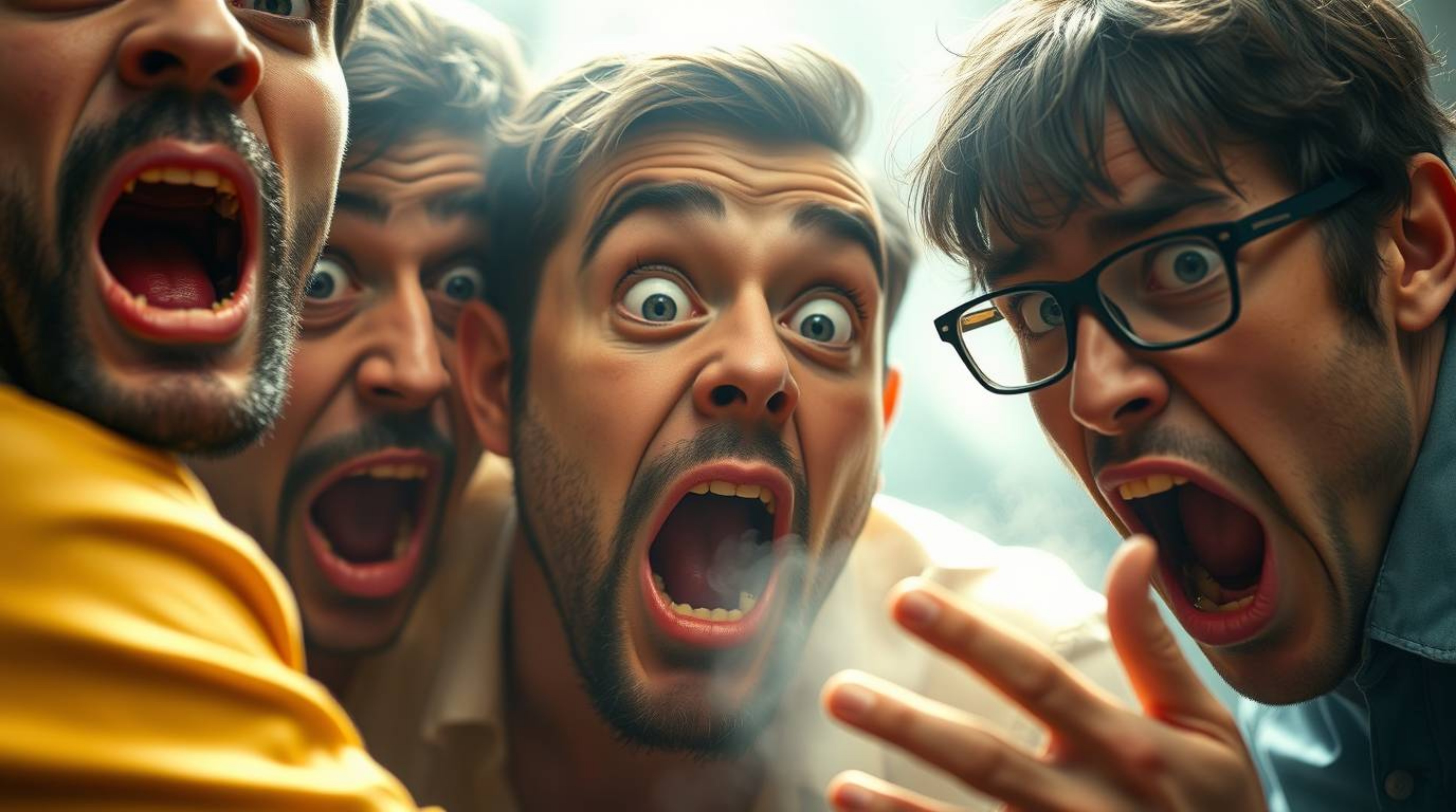 A captivating high-resolution stock photo capturing a hilarious gross-out comedy moment. The tight close-up showcases exagger