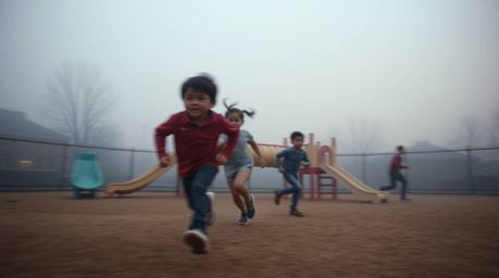 Experience the world through a unique lens with this professional photograph capturing a dramatic slow-motion run through a p