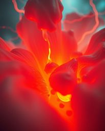 Explore a dreamlike realm with surreal imagery featuring a warm, extreme macro close-up of a surreal storm rendered in vibran