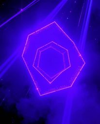 Experience the vibrant energy of glitched geometric shapes floating in a cyberspace matrix.  Volumetric lighting illuminates 