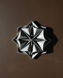 A captivating monochrome image showcases a 3D geometric pattern reminiscent of folded paper.  The interplay of light and shad