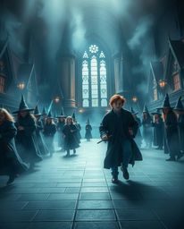 Immerse yourself in a magical school brimming with young wizards, brought to life in a dramatic cinematic style. Experience c