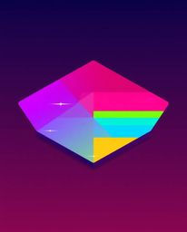 This design features a geometric logo with smooth gradient transitions and clean lines, inspired by retro TV screen glitch st