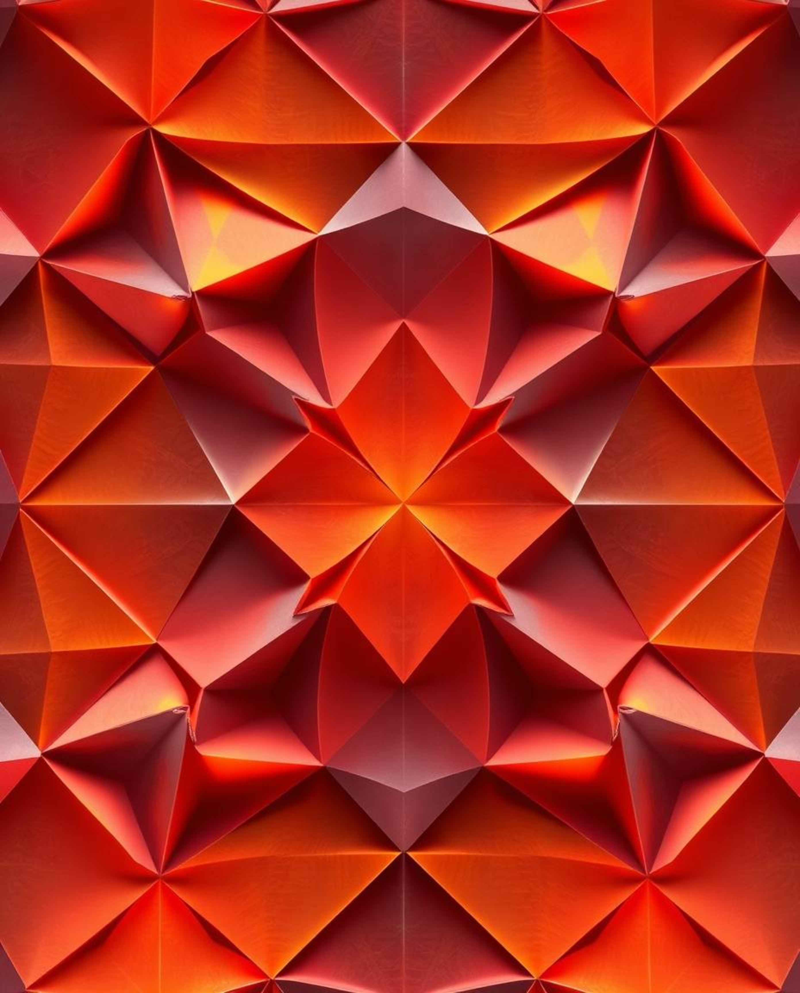 A captivating image showcases an intricate origami-style design.  The seamless pattern features a vibrant neon color palette 