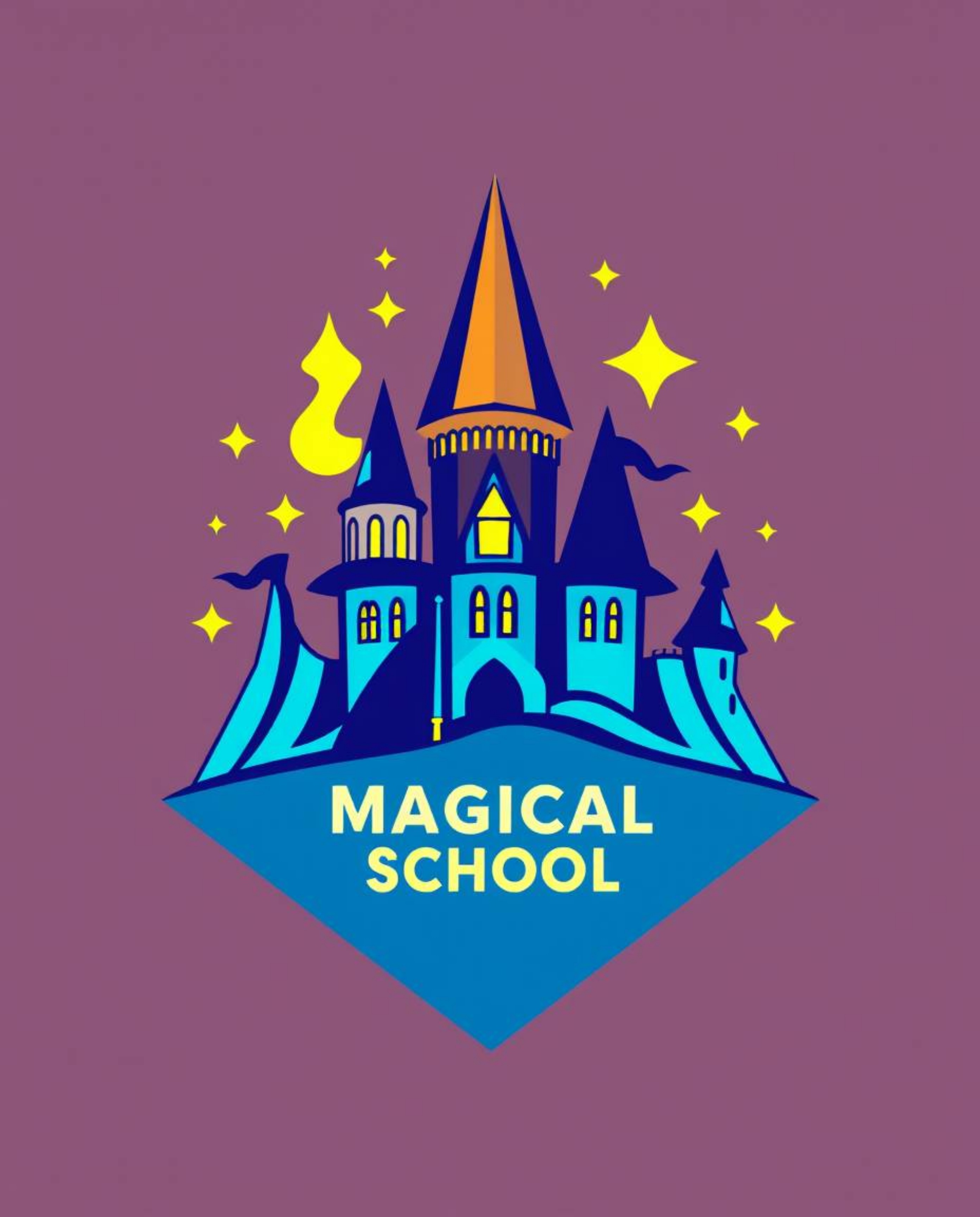 This captivating logo design depicts a magical school brimming with young wizards.  It features a balanced and symmetrical co