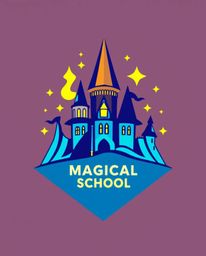 This captivating logo design depicts a magical school brimming with young wizards.  It features a balanced and symmetrical co