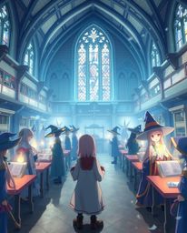 Immerse yourself in a magical school brought to life in the style of Isekai anime, filled with young wizards and bathed in so