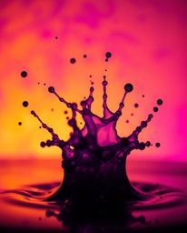 A captivating macro photograph reveals an eerie and creepy atmosphere where ink explodes in water, creating vibrant splash sh