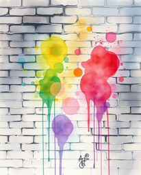 Explore a delicate watercolor painting showcasing an ethereal spiritual vibe. This artwork depicts graffiti-style colorful sp