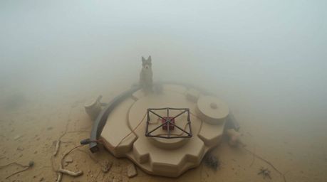 This series features a collection of sculptural clay art pieces depicting a coyote in various scenarios. The images are captu