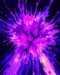 Explore stunning deep ultraviolet hues in futuristic sci-fi style artwork. Witness dynamic colorful splashes frozen in time, 