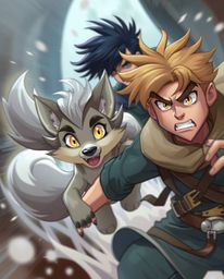 Embark on a captivating journey with a determined hero and their talking animal sidekick, navigating a mystic and enchanting