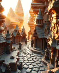 A stunningly crafted magical school, brimming with young wizards and built using layered papier-mâché, is bathed in the soft,