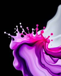 A modern flat design photograph showcasing vibrant ink splashes in water.  The image features a classic black and white aesth