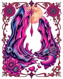 This artwork presents a symbolic traditional tattoo art print rendered in surreal infrared tones. The piece features captivat
