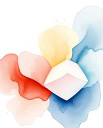 Explore a collection of delicate watercolor paintings featuring 3D shapes rendered with smooth gradient textures and fluid br