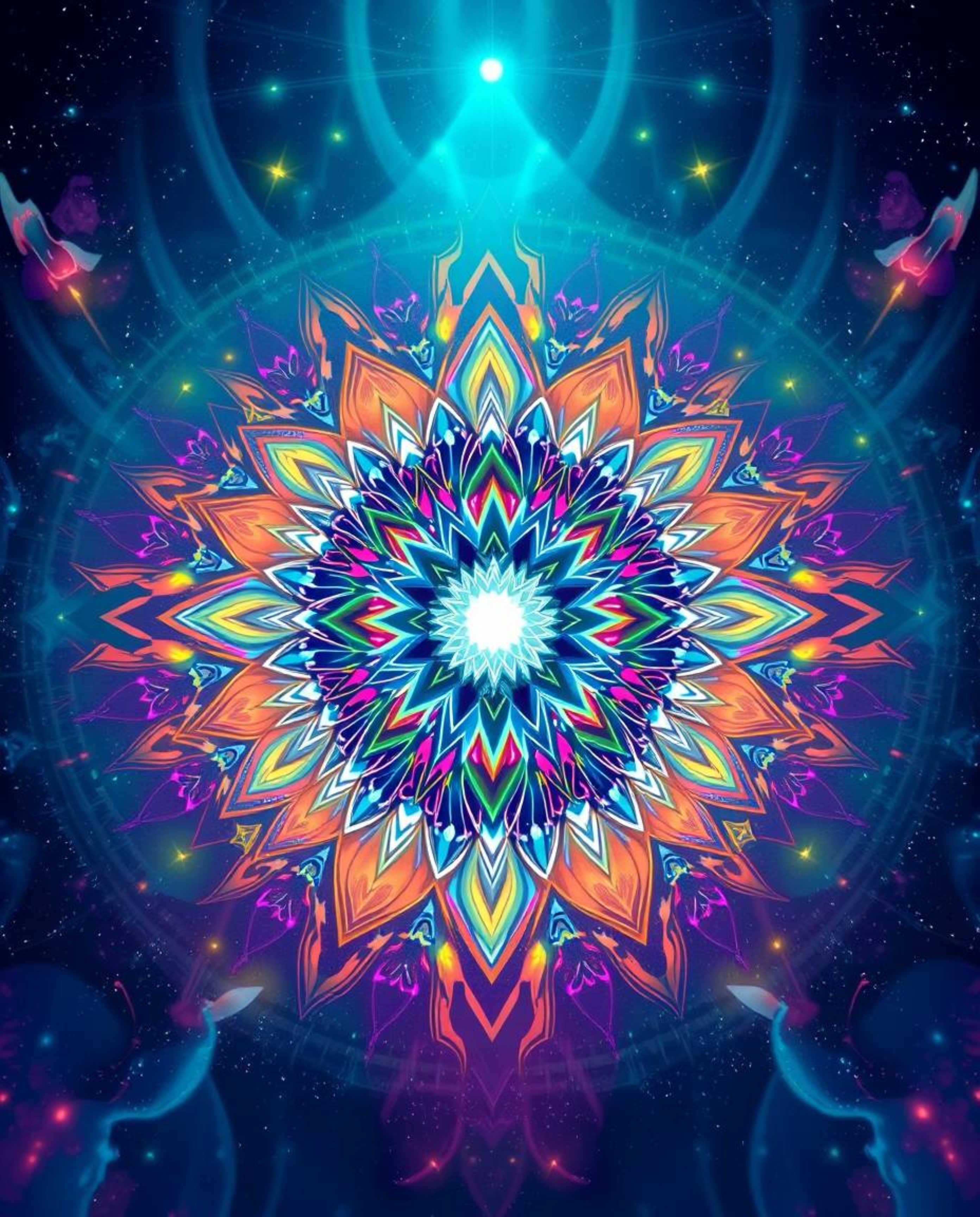 Immerse yourself in a world of Isekai anime and ethereal spirituality with these captivating geometric floral mandalas.  Feat