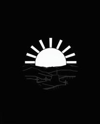This logo design features a classic black and white aesthetic inspired by cinematic visuals. It depicts a sunrise over a war-