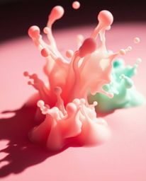 Explore the captivating beauty of ink splashing in water, captured in a dramatic cinematic scene. Soft pastel colors and chia