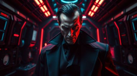 Explore captivating images of a villain in a high-tech lair, rendered in stunning professional fine art photography. Experien